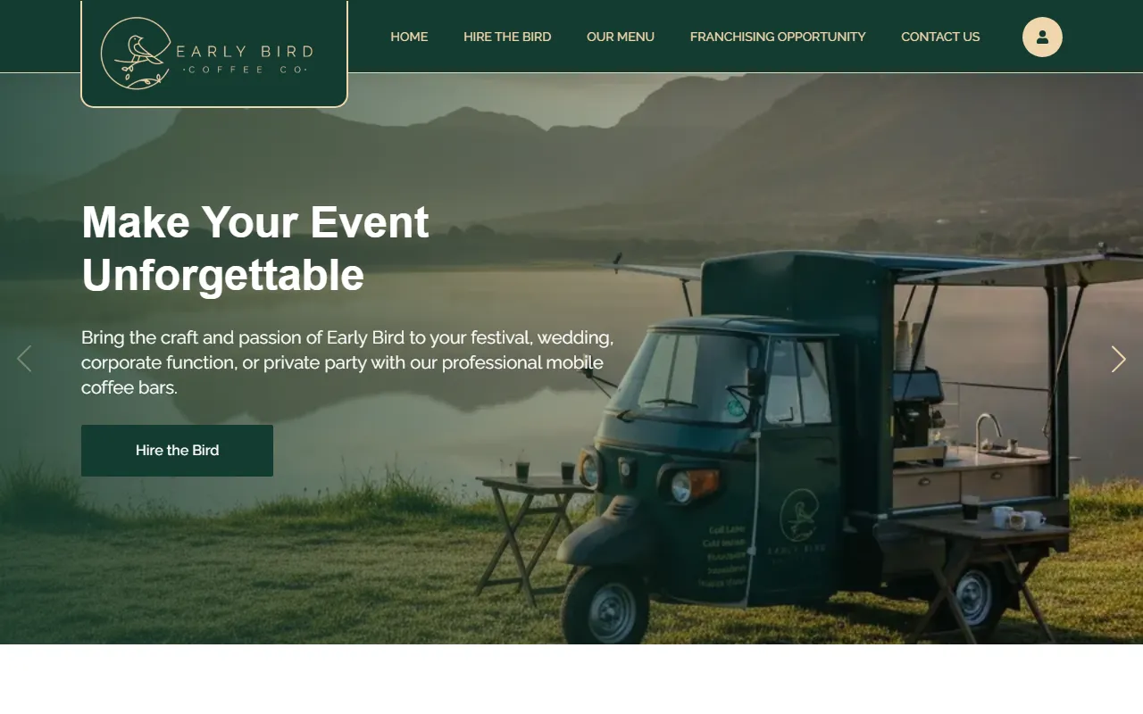 Early Bird Coffee Co. website